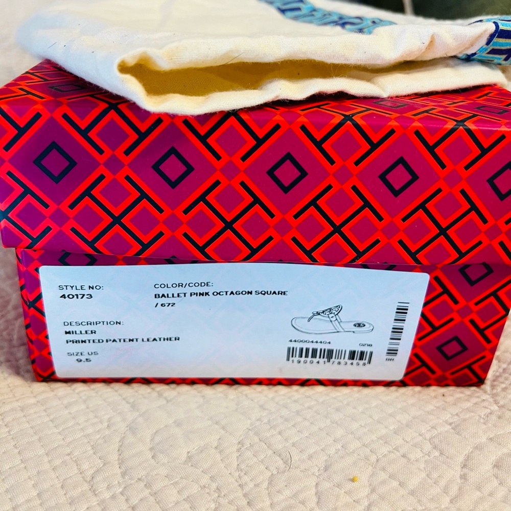 NWB Ballet Pink Octagon square printed patent leather Tory Burch Miller 9.5 - Picture 5 of 7